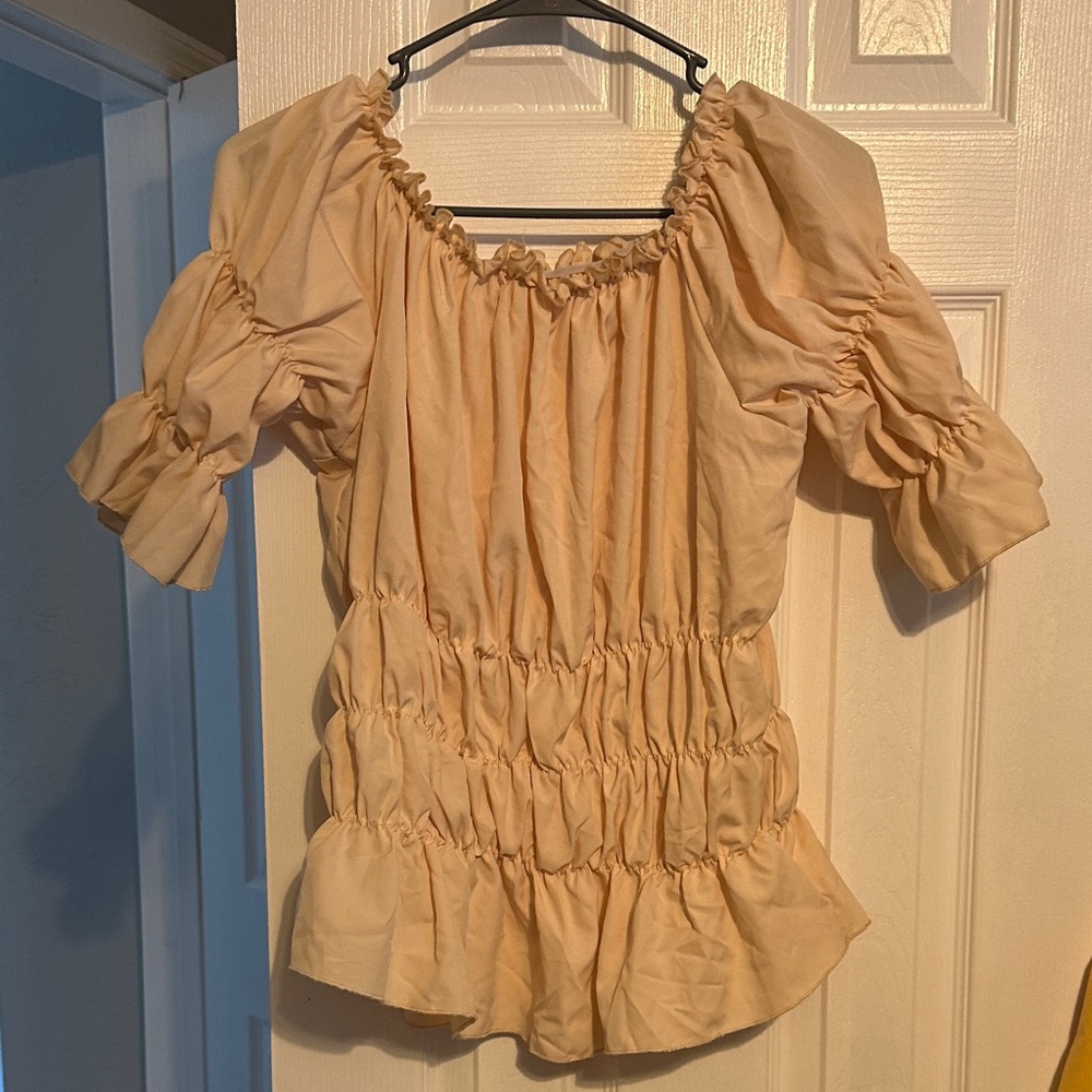 Women's Cream Peasant Top